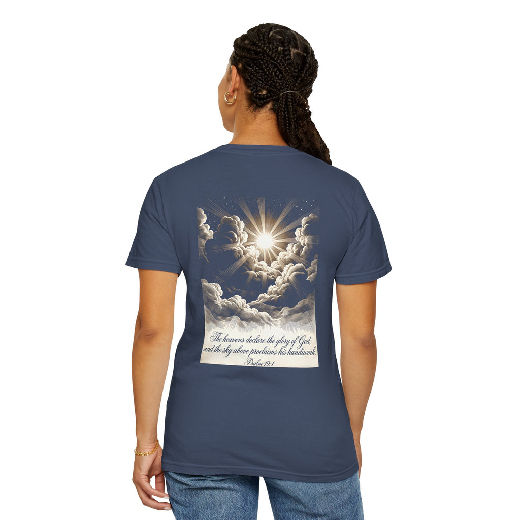 Christian Cross T-Shirt — Inspirational 'The heavens declare the glory of God' Graphic Tee