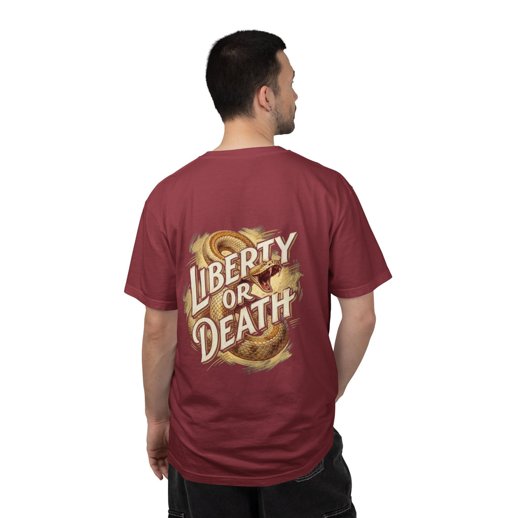 Liberty or Death T-Shirt — America Graphic Tee with Coiled Rattlesnake