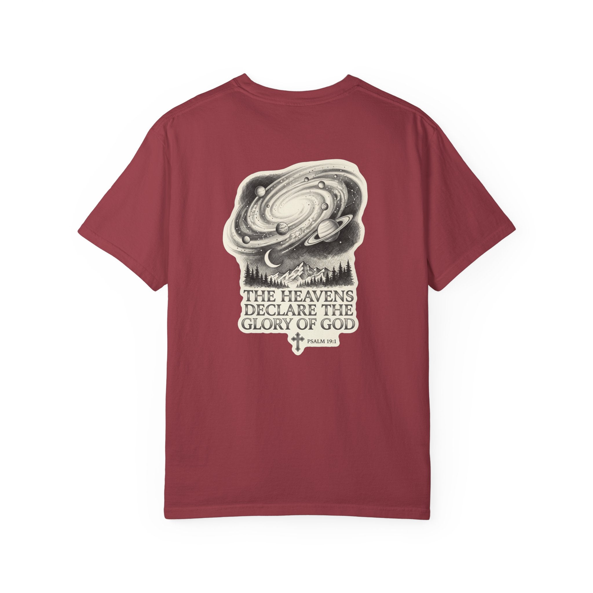 Christian T-Shirt — "The Heavens Declare the Glory of God" Back Graphic