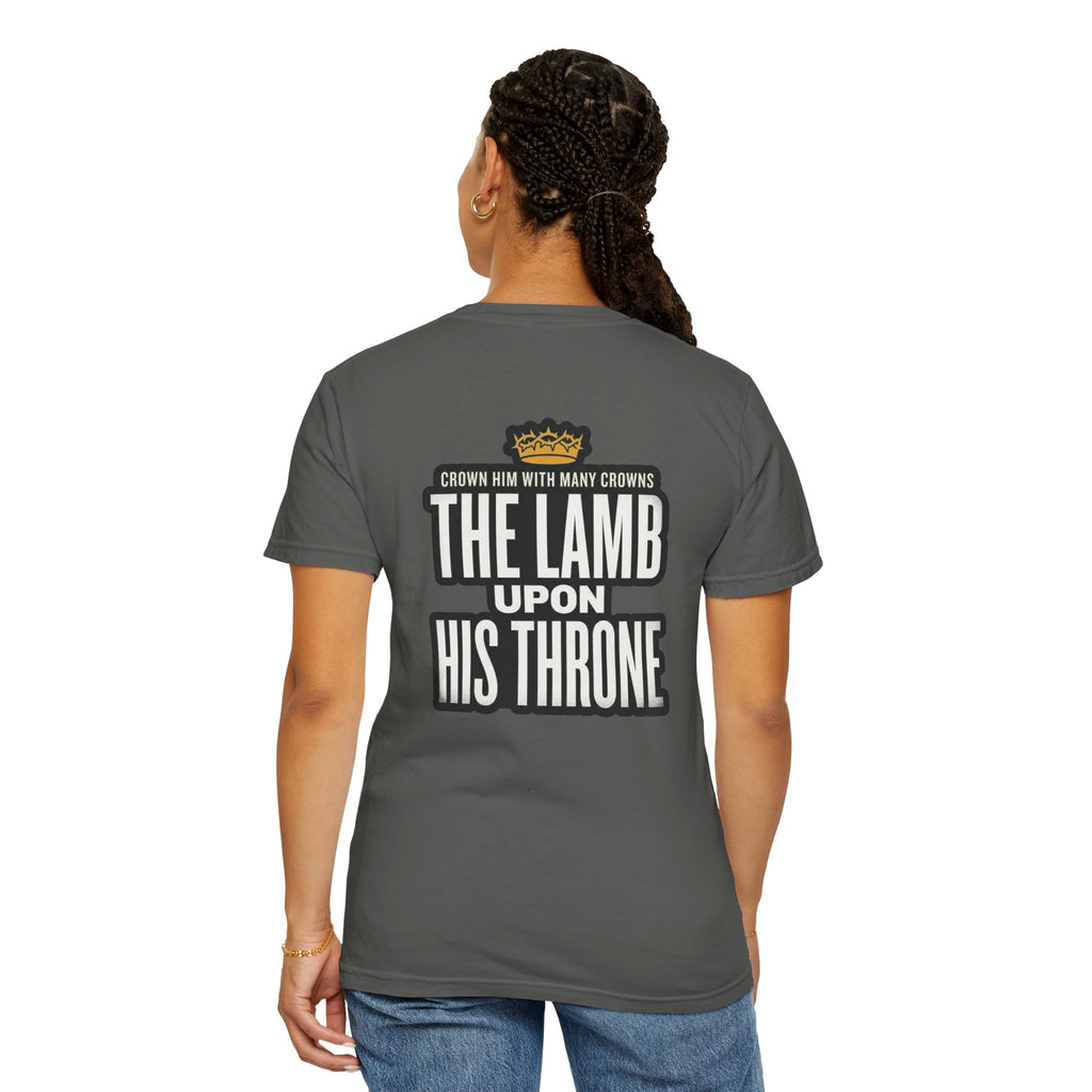 Christian Cross T-Shirt — "The Lamb Upon His Throne" Graphic Tee