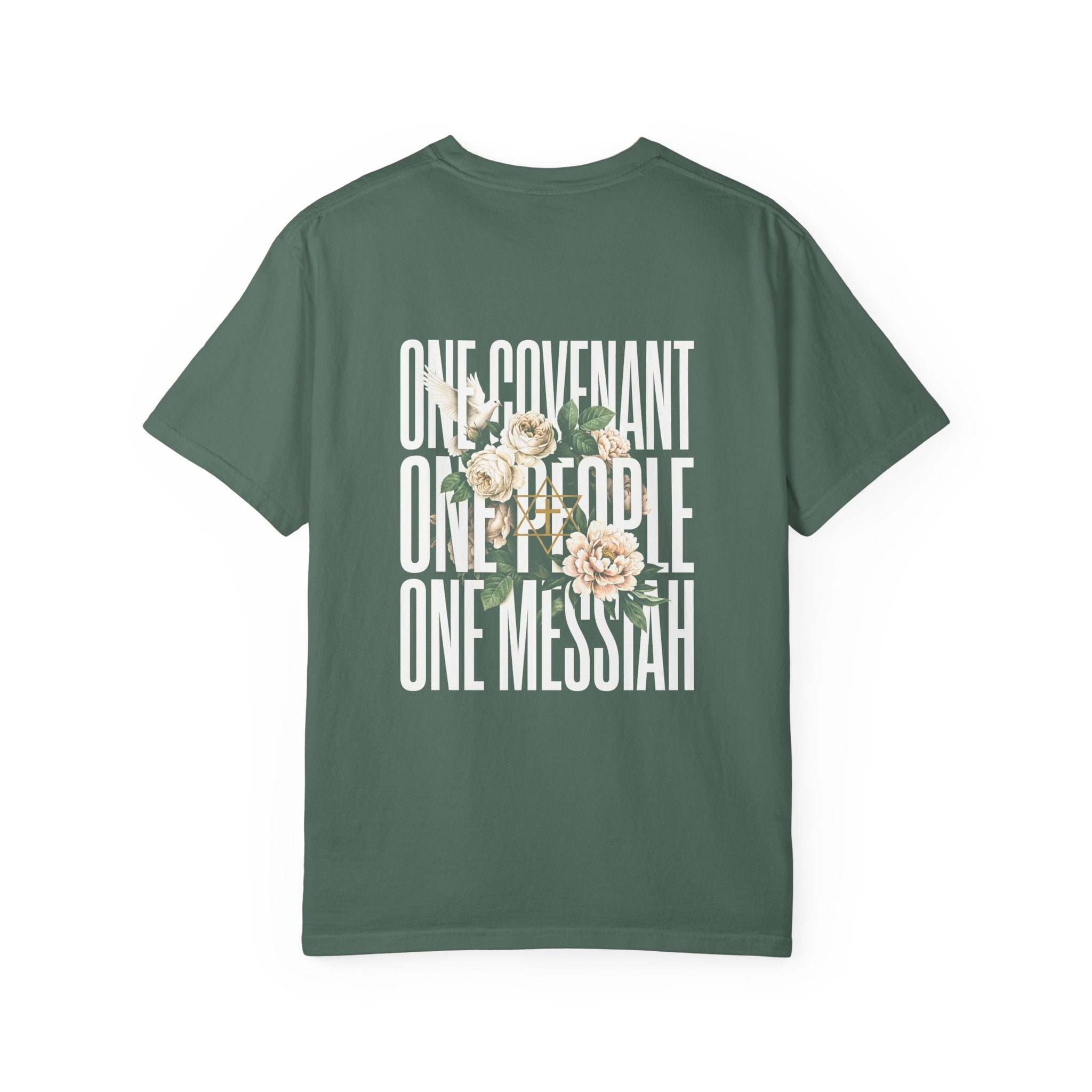 One Covenant One People One Messiah T-Shirt — Christian Cross Floral Tee