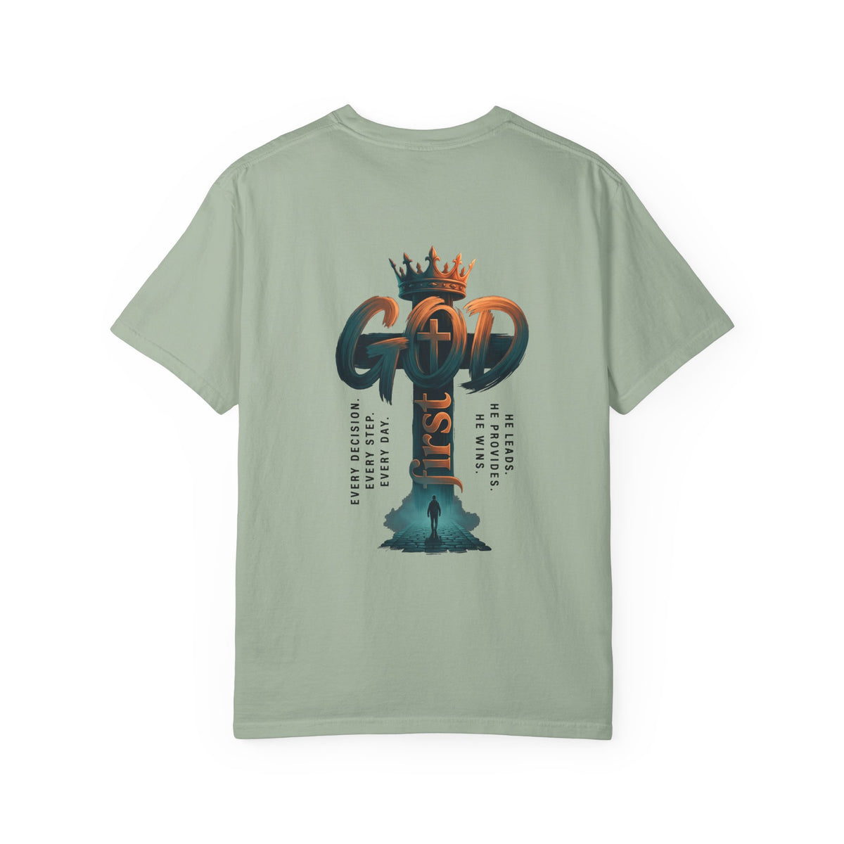 Christian Cross T-Shirt — 'God Is King' Back Graphic Tee