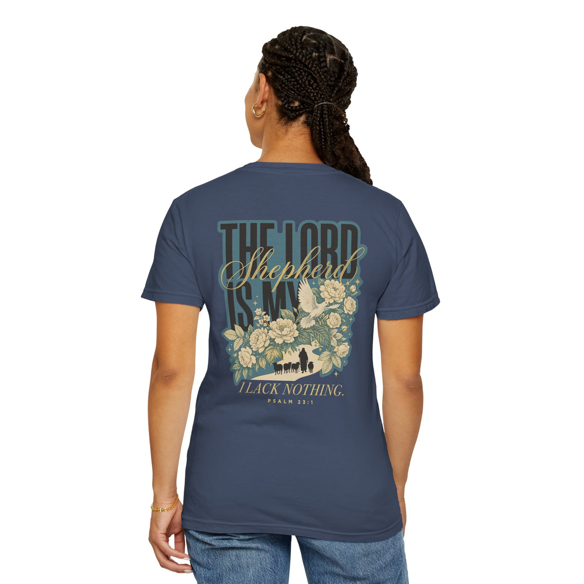 Christian T-Shirt - "The Lord Is My Shepherd" Floral Psalm Tee