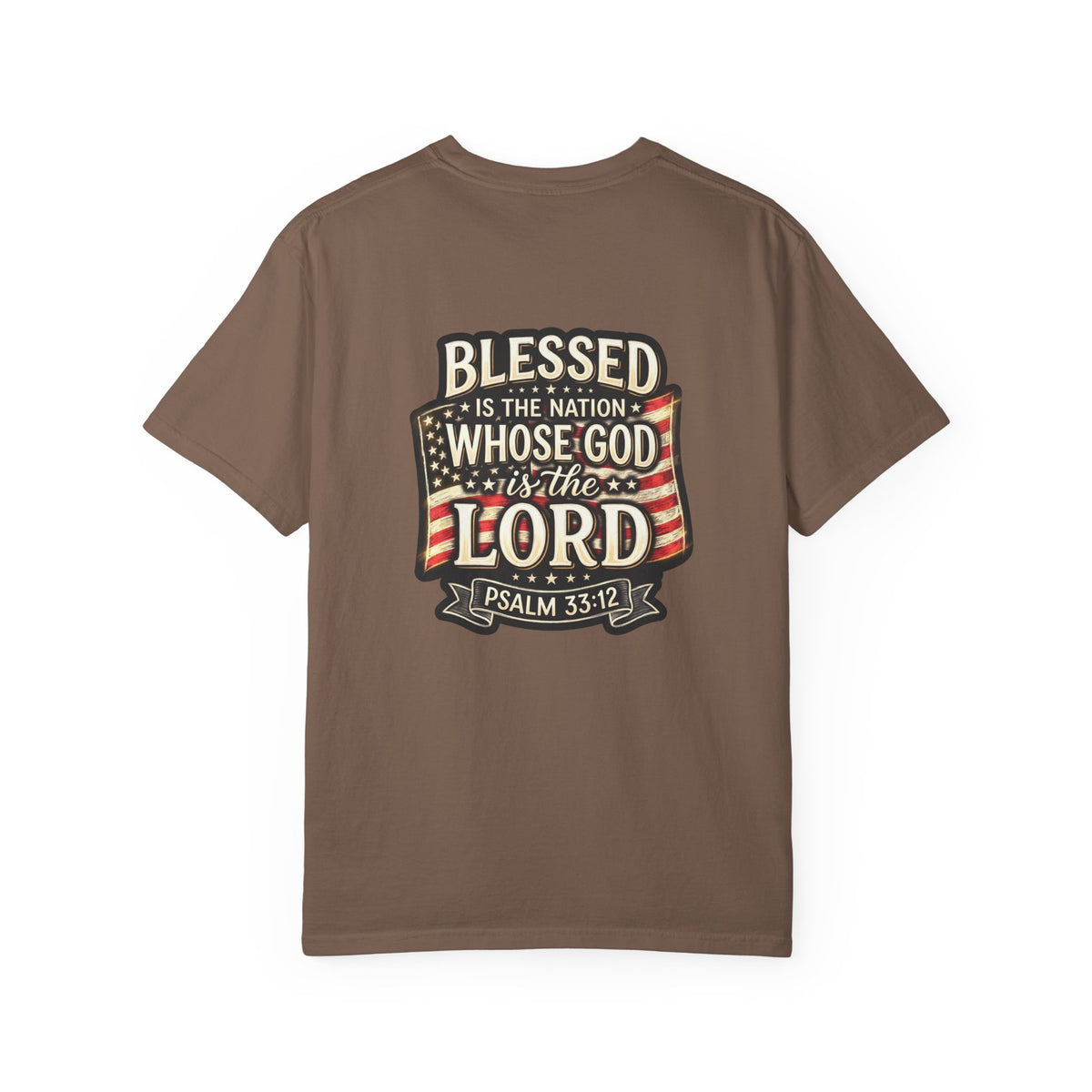 Christian Cross T-Shirt — "Blessed is the nation whose God is the Lord" Psalms Tee