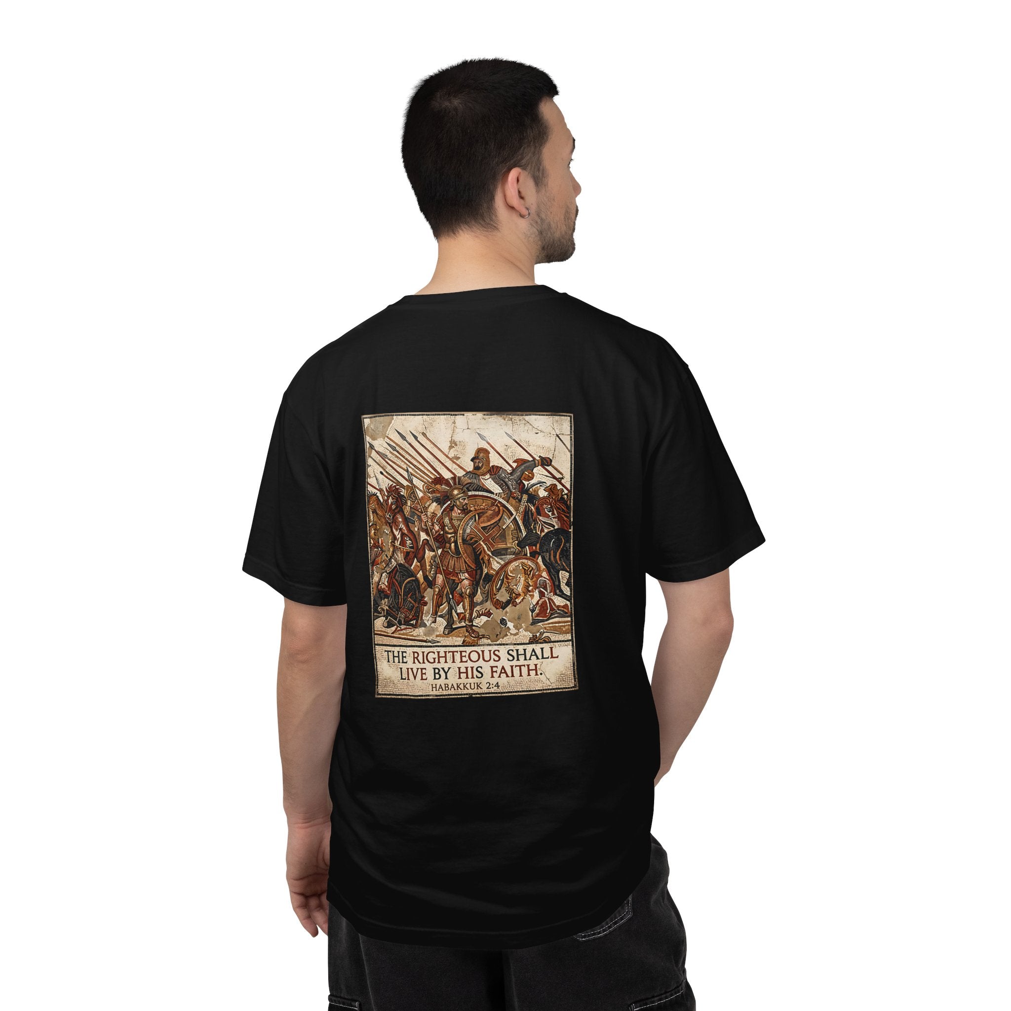 Faith Cross T‑Shirt — "The Righteous Shall Live by His Faith" Graphic Tee
