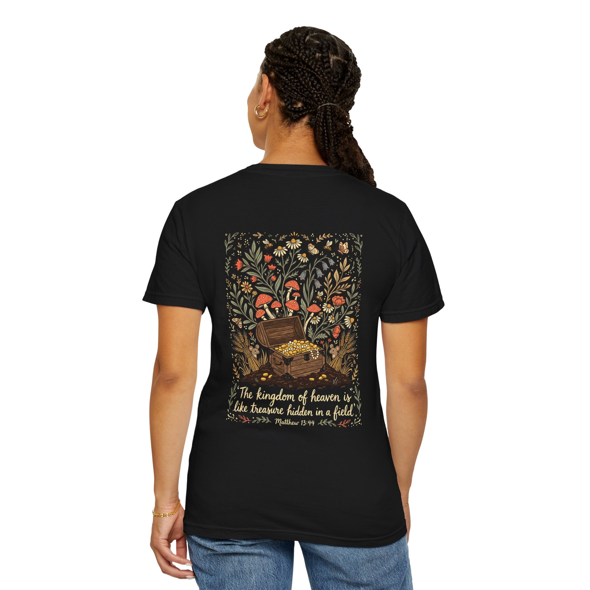 Christian Cross T-Shirt — 'The Kingdom of Heaven' Illustrated Back Print