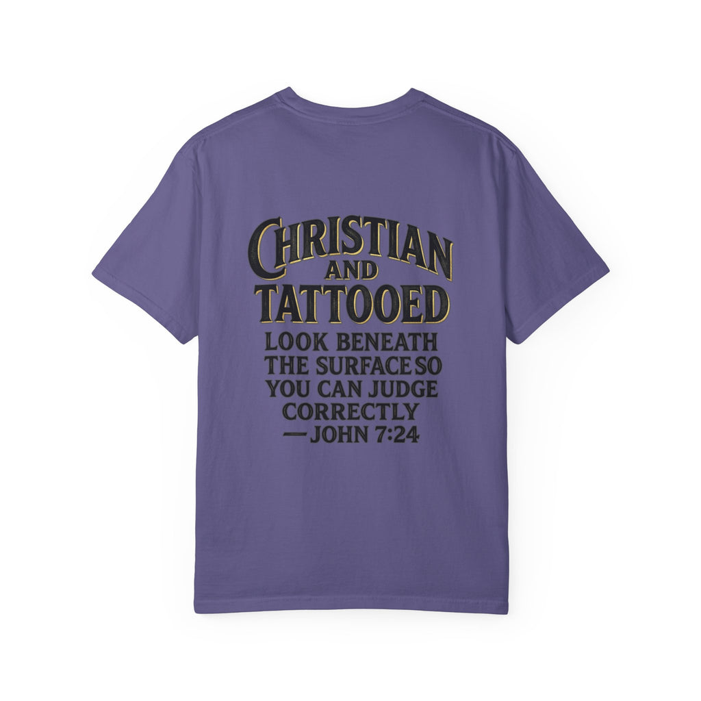 Christian and Tattooed T-Shirt — John 7:24 Cross Graphic Tee