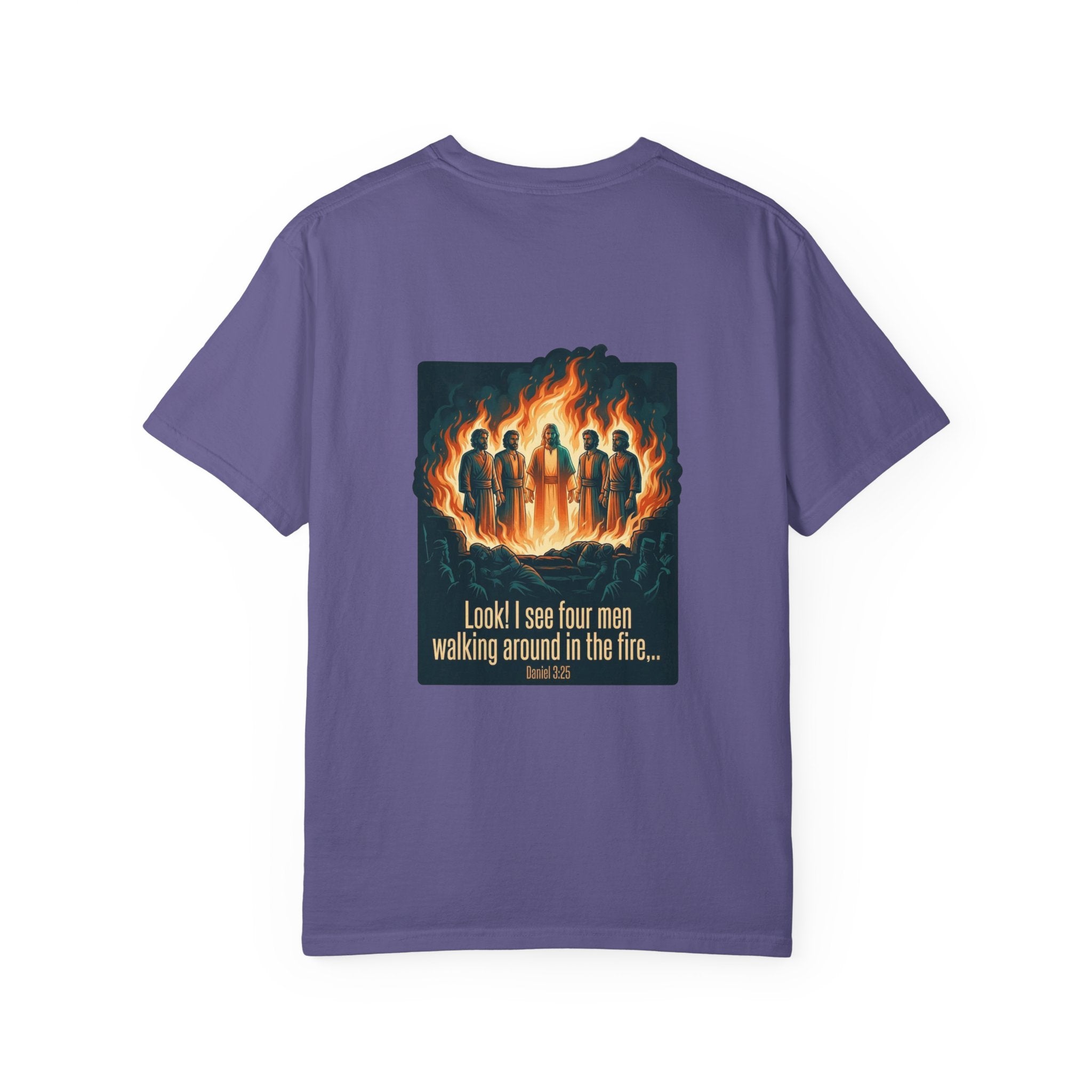 Christian Cross T-Shirt — ‘I see four men walking around in the fire’ Graphic Tee
