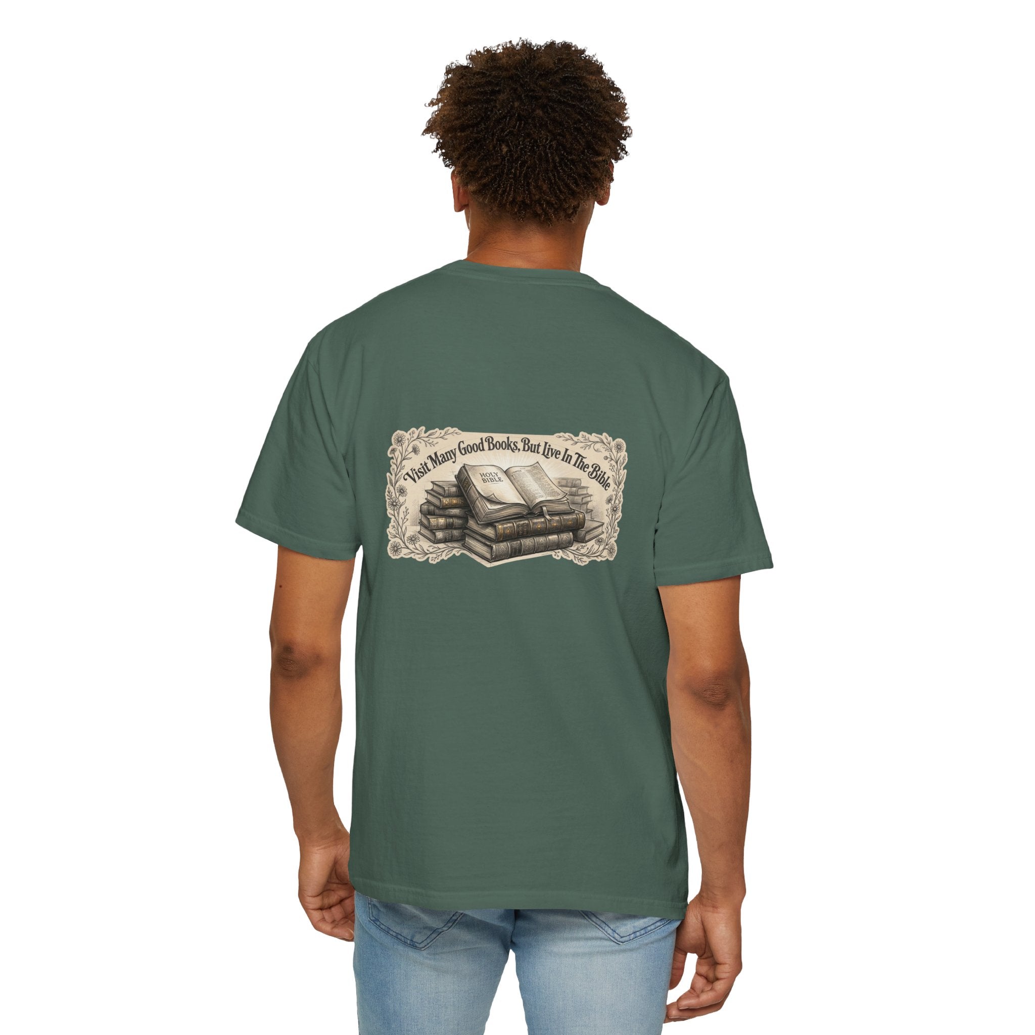 Vintage Stack of Books T-Shirt — "There Are Many Good Books, But This Is The Best"