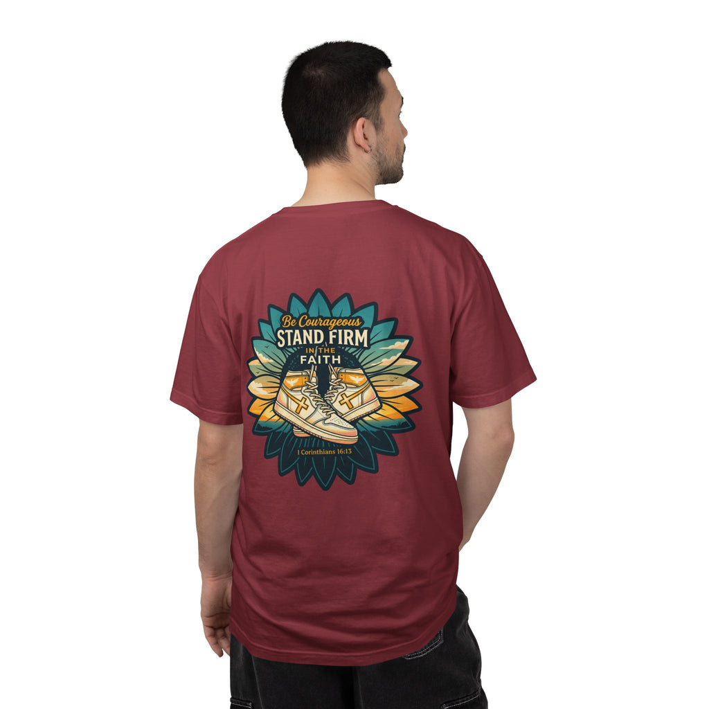 Faith Cross T‑Shirt — "Be Courageous, Stand Firm" Graphic Tee