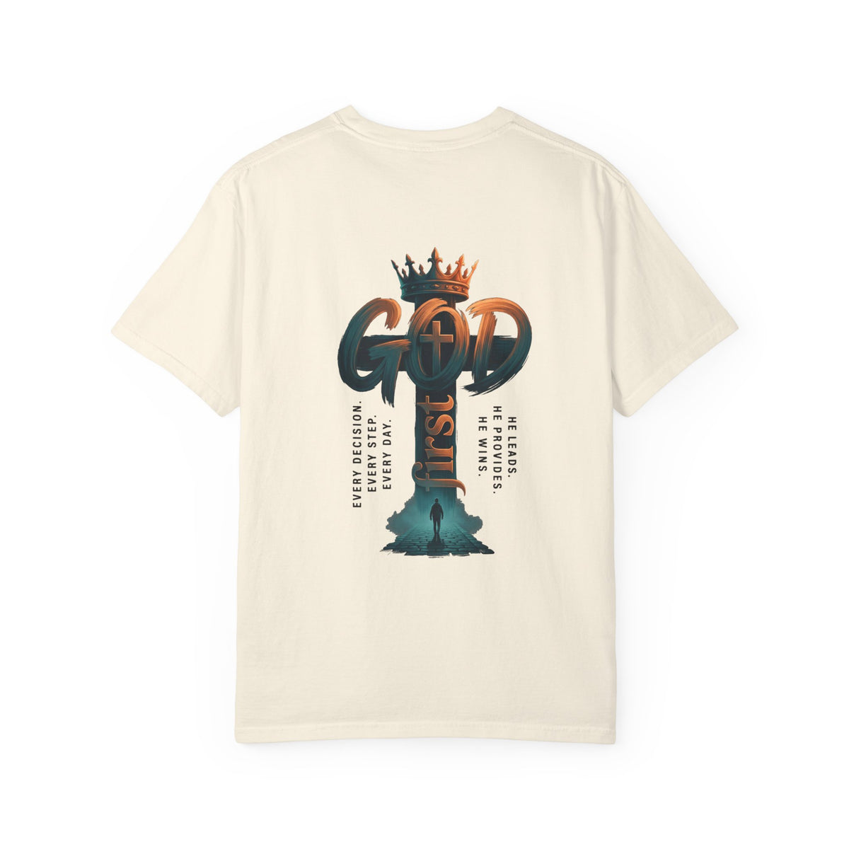 Christian Cross T-Shirt — 'God Is King' Back Graphic Tee