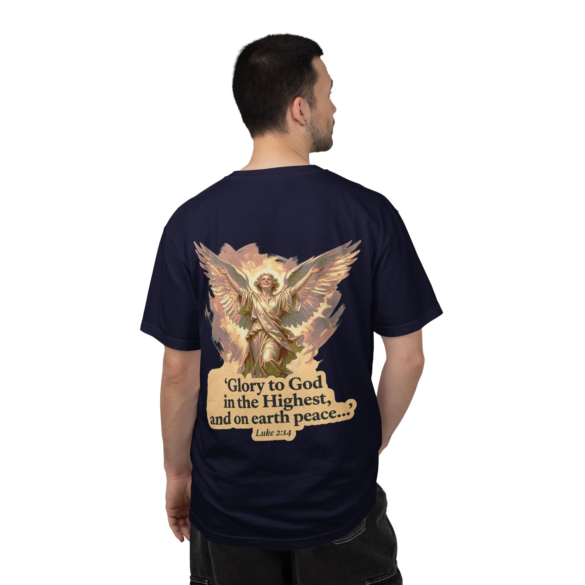 Christian Angel Tee — "Glory to God in the Highest" Graphic T-Shirt