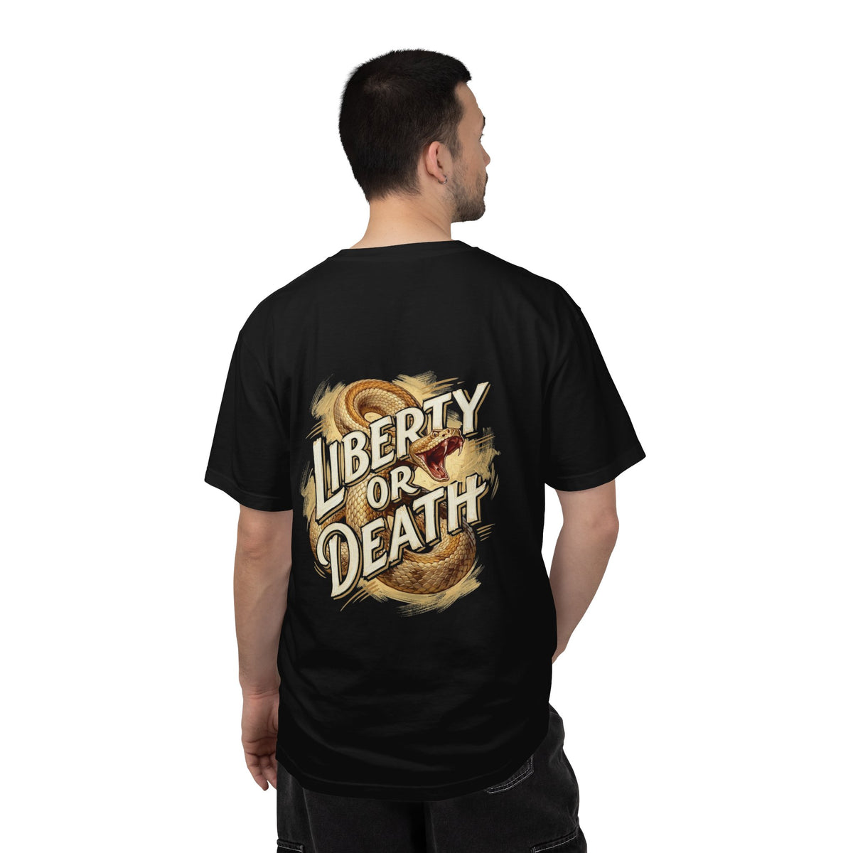Liberty or Death T-Shirt — America Graphic Tee with Coiled Rattlesnake