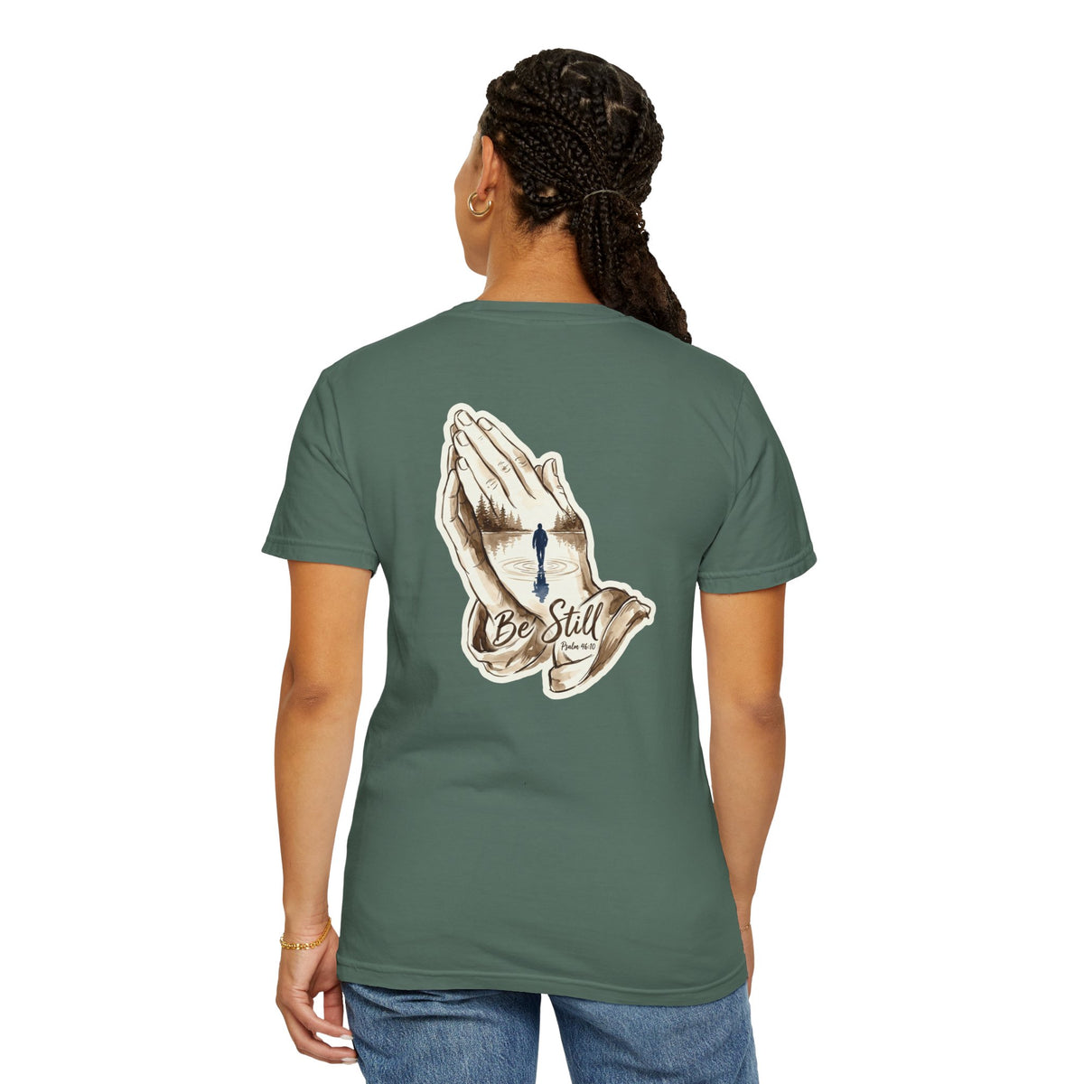 Be Still Prayer T-Shirt — Christian Faith Graphic Tee with Crosses