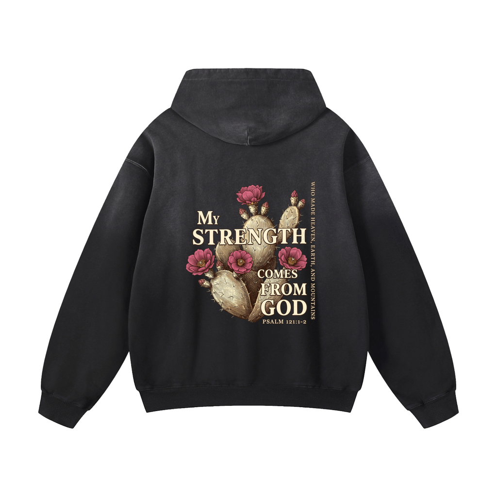 Strength from God - Heavyweight Sunfade Oversized Hoodie -