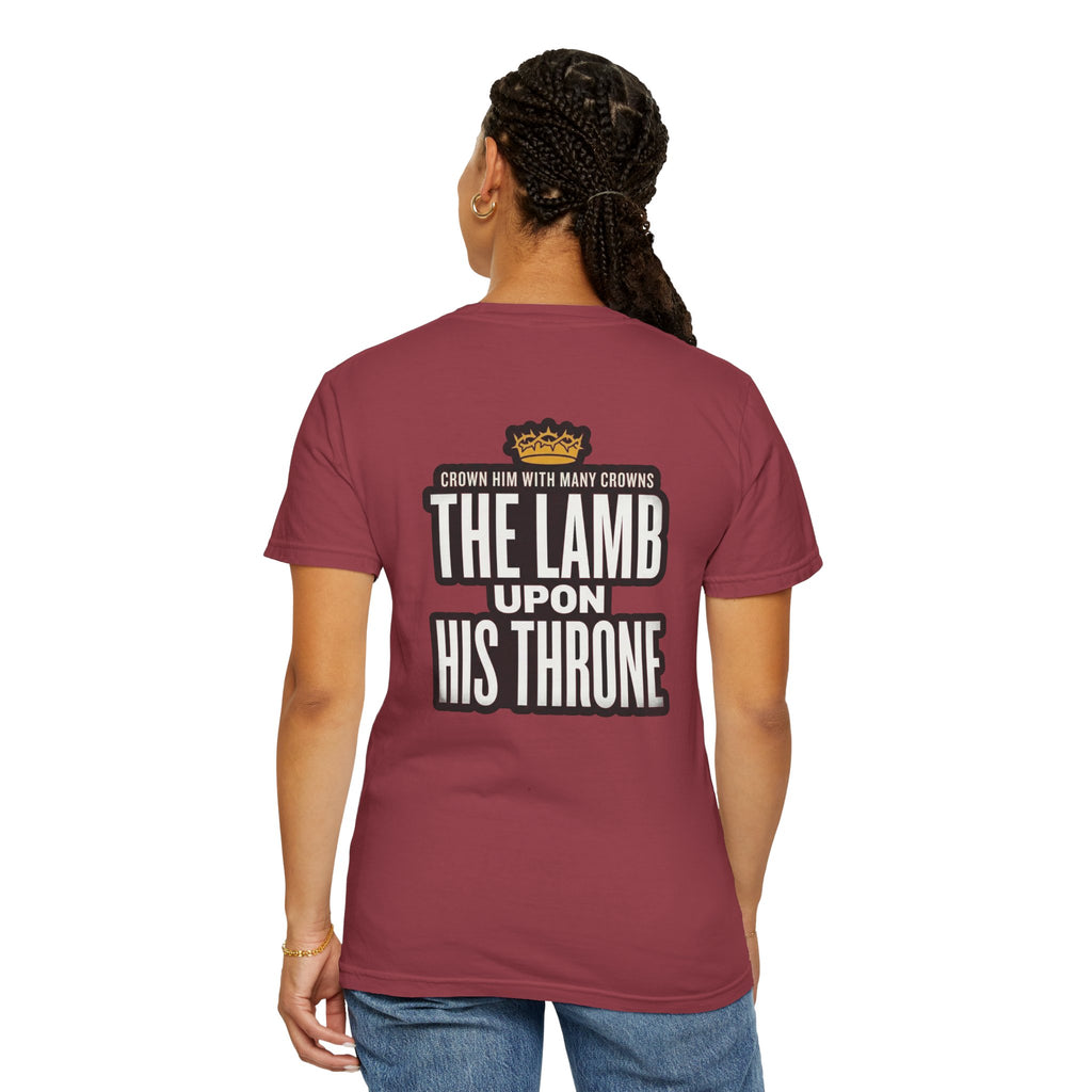 Christian Cross T-Shirt — "The Lamb Upon His Throne" Graphic Tee