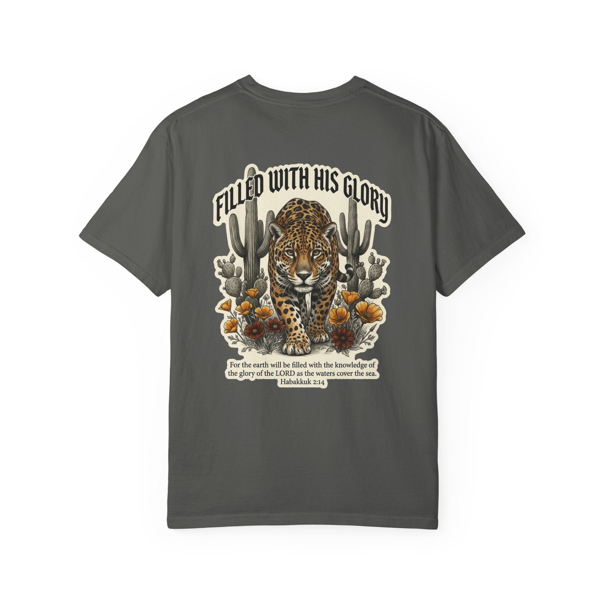 Christian Tee — 'Filled With His Glory' Leopard Cross T‑Shirt