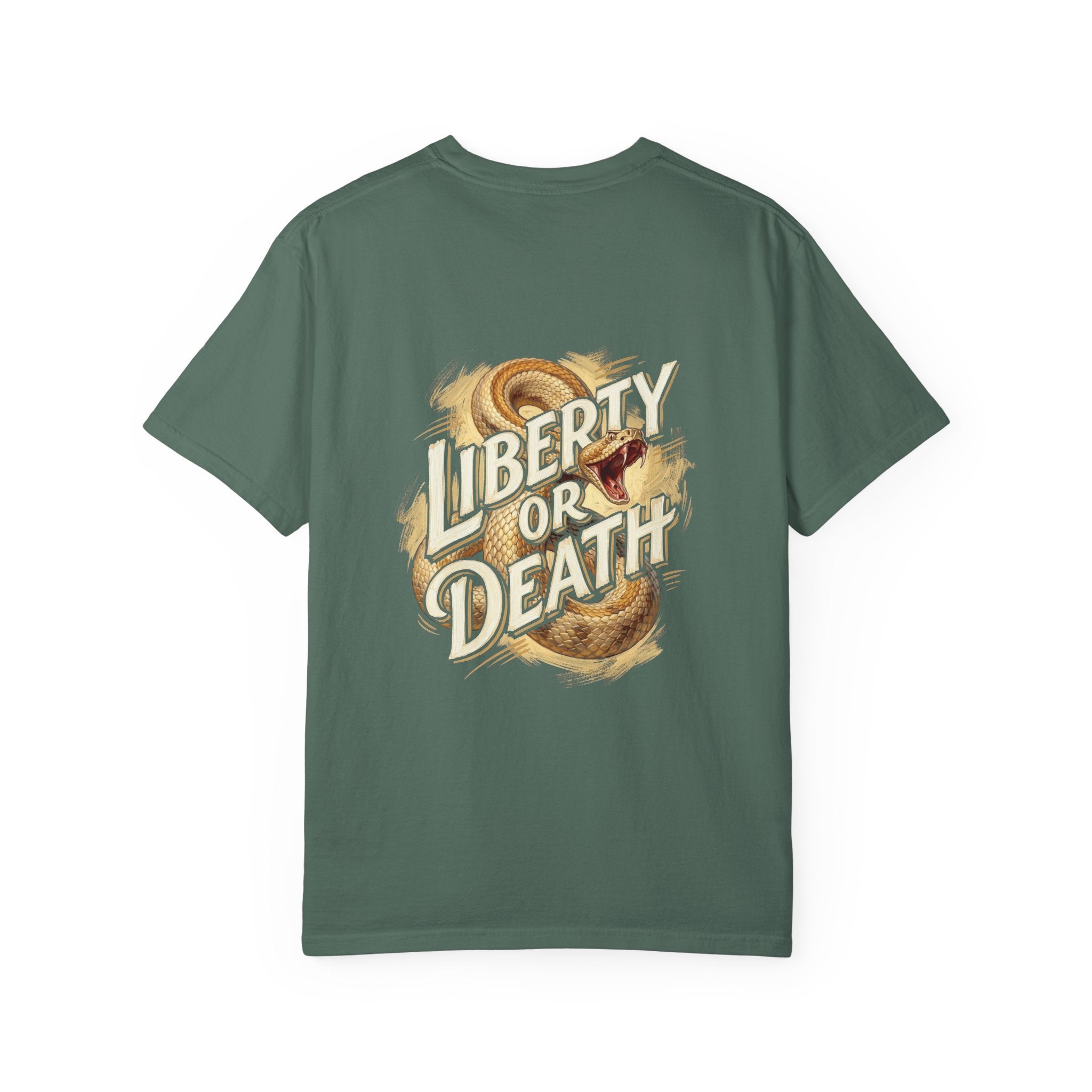 Liberty or Death T-Shirt — America Graphic Tee with Coiled Rattlesnake