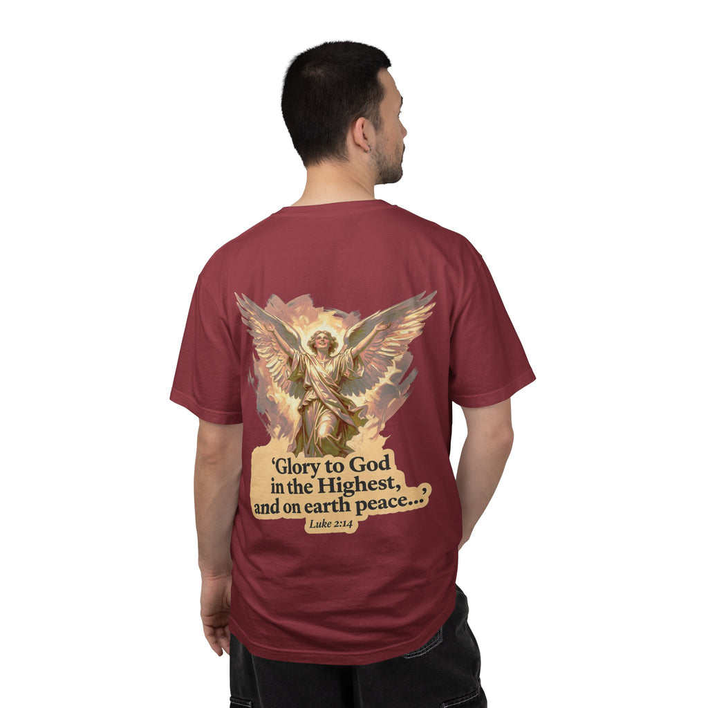 Christian Angel Tee — "Glory to God in the Highest" Graphic T-Shirt