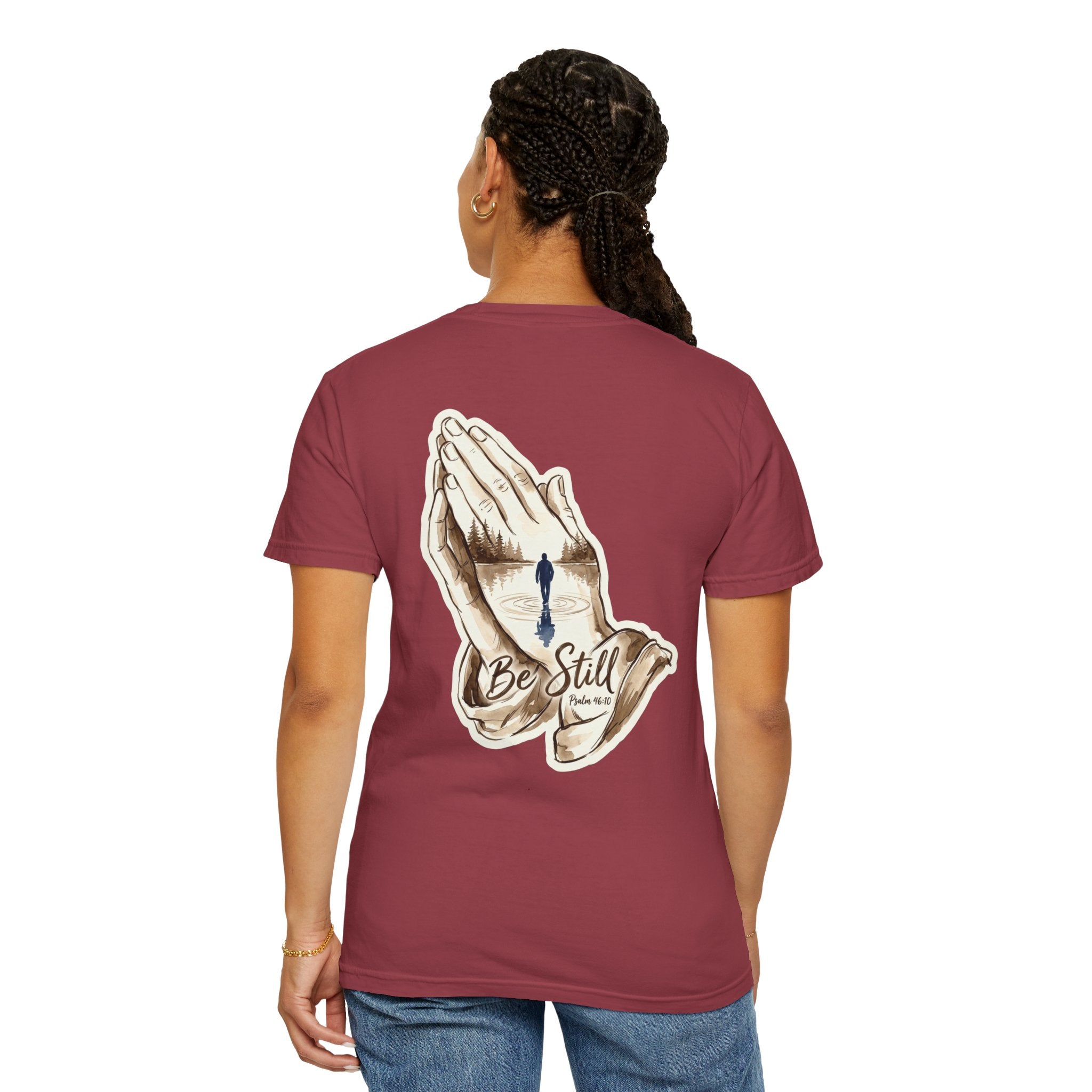 Be Still Prayer T-Shirt — Christian Faith Graphic Tee with Crosses