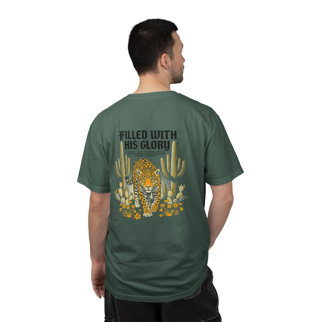 Christian Leopard Desert T-Shirt — "Filled With His Glory" Back Print