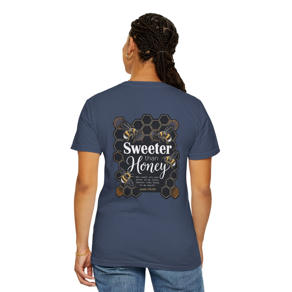 Sweeter Than Honey T-Shirt — Bee Honeycomb Graphic Tee