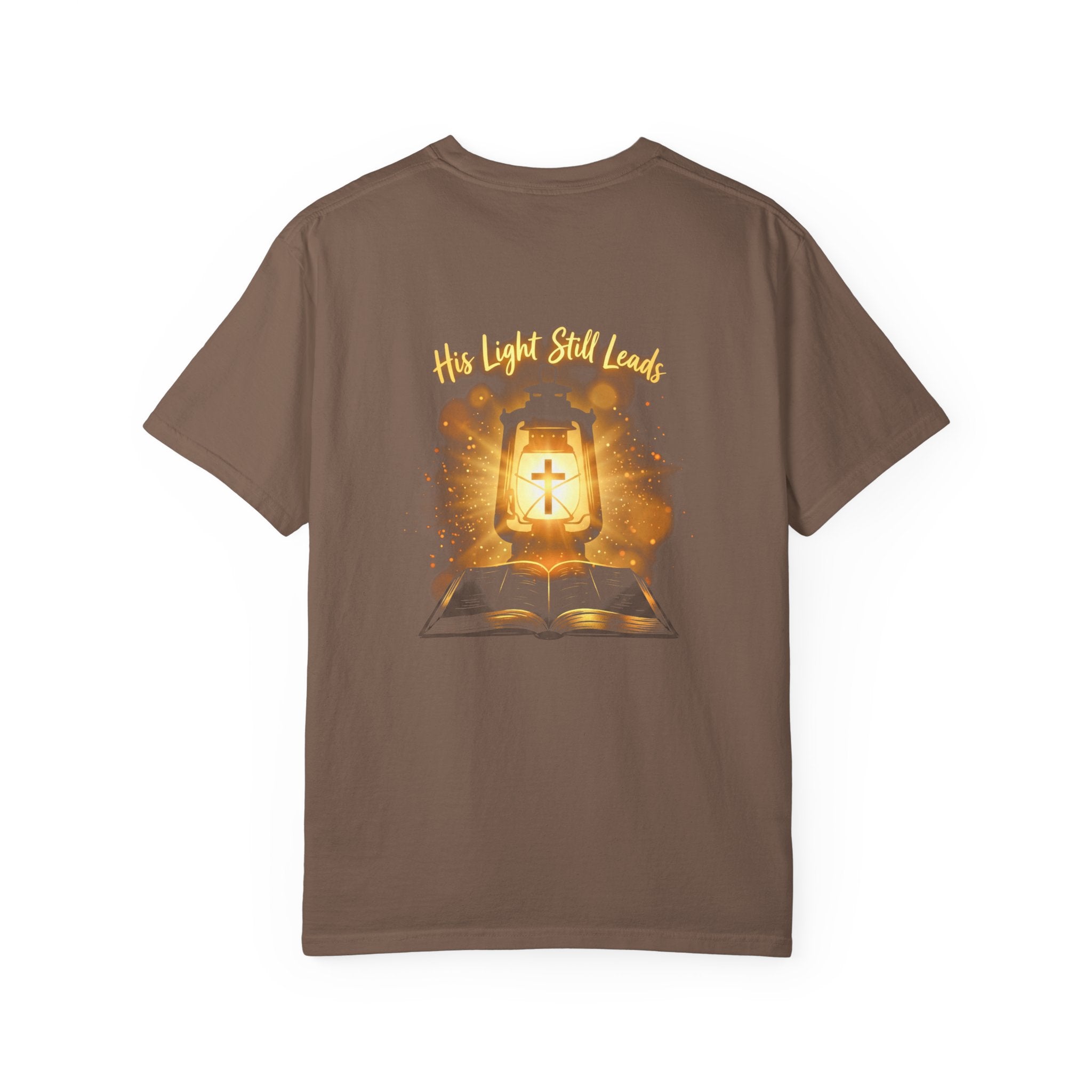 Christian Cross T-Shirt — “His Light Still Leads” Bible Graphic Tee