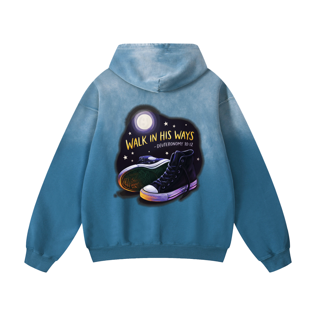 Walk in his ways Heavyweight Sunfade Oversized Hoodie