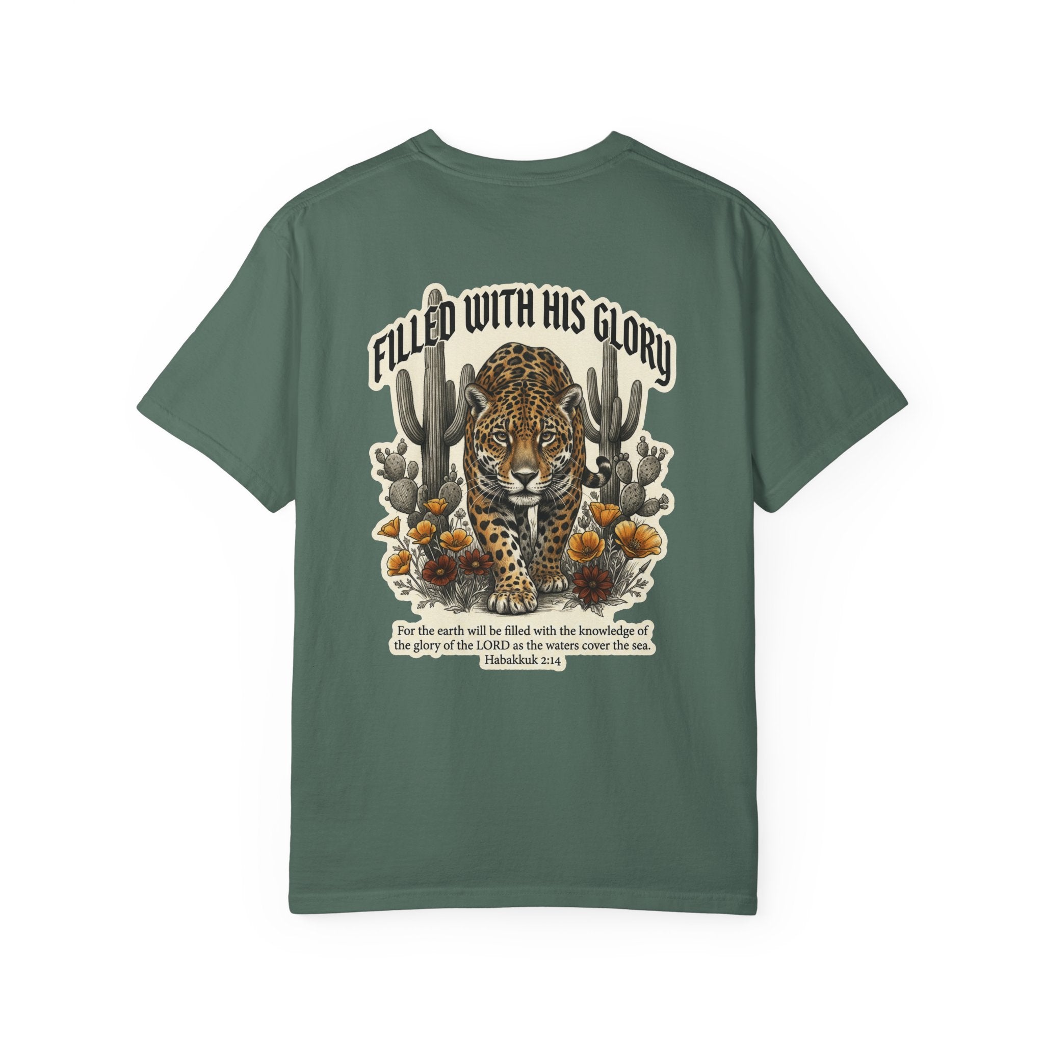 Christian Tee — 'Filled With His Glory' Leopard Cross T‑Shirt