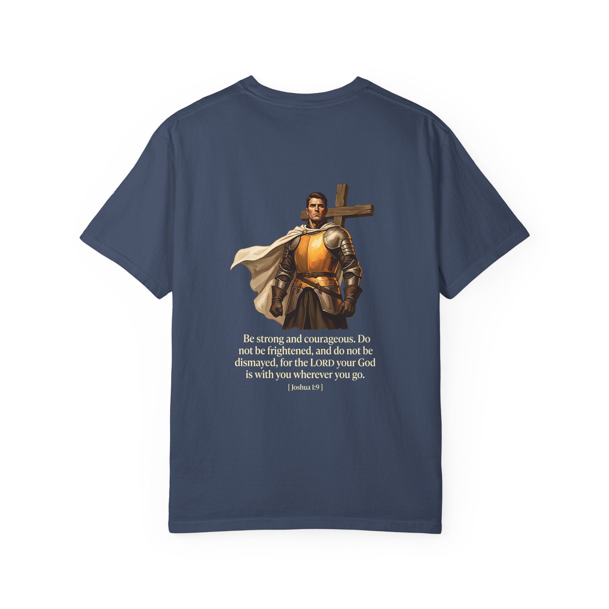 Christian T-Shirt — Joshua 1:9 Cross Knight Graphic Tee