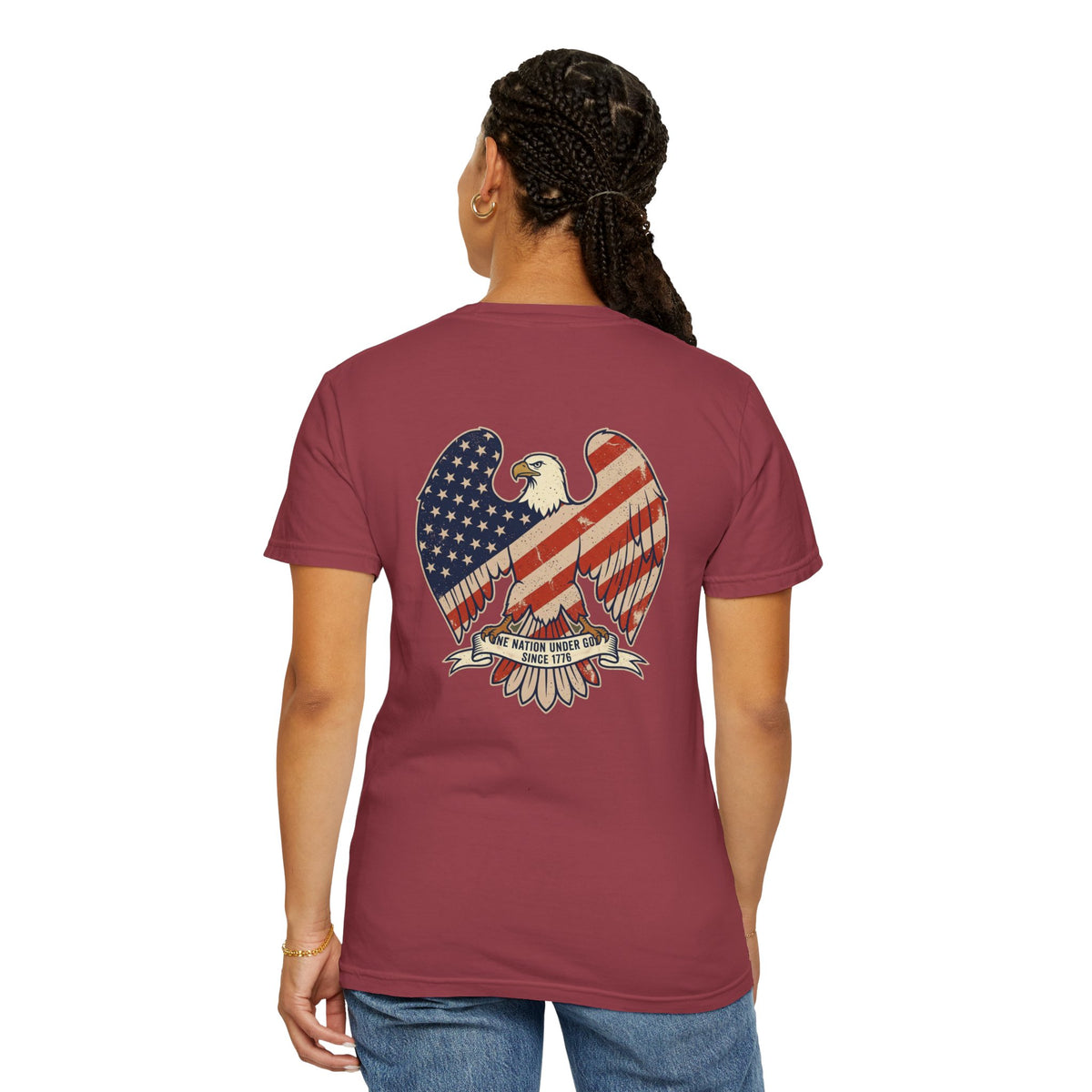 Patriotic Eagle T-Shirt — 'America' Vintage Flag Graphic