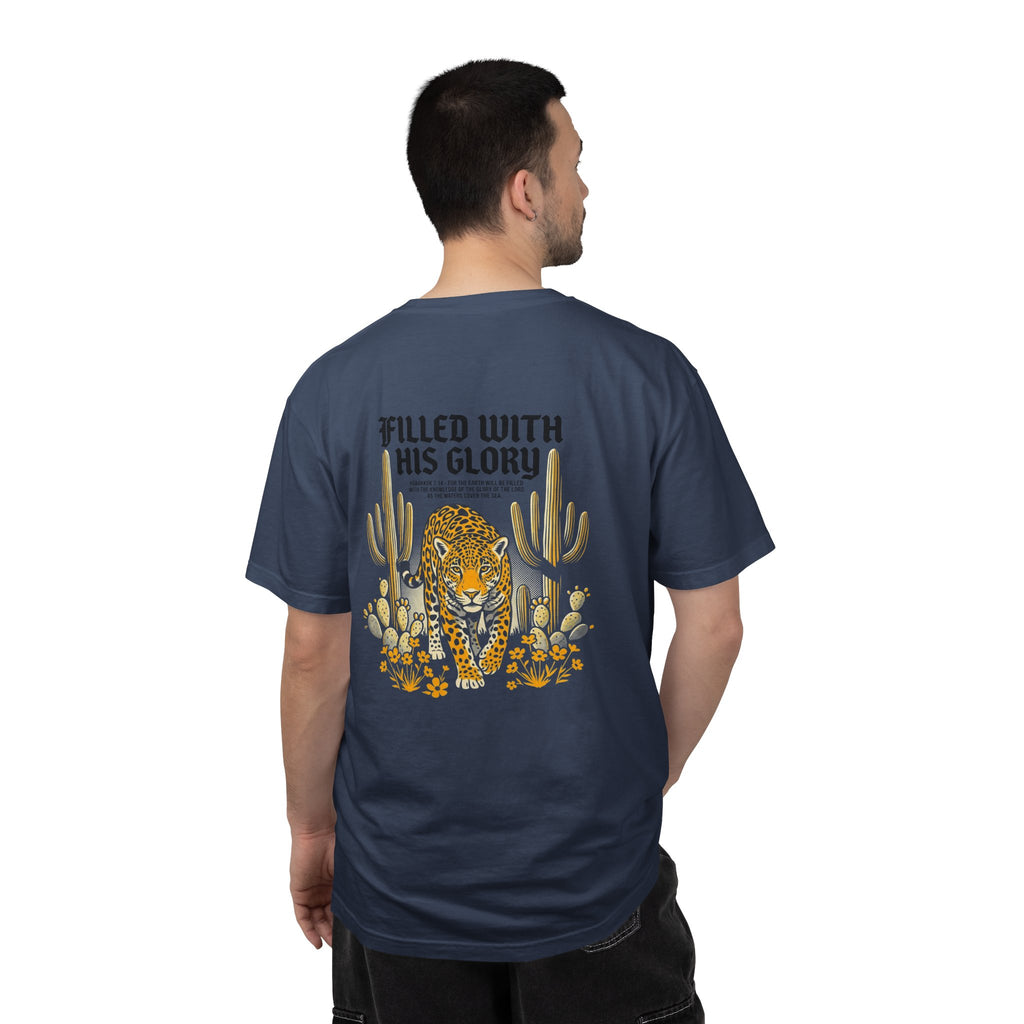 Christian Leopard Desert T-Shirt — "Filled With His Glory" Back Print