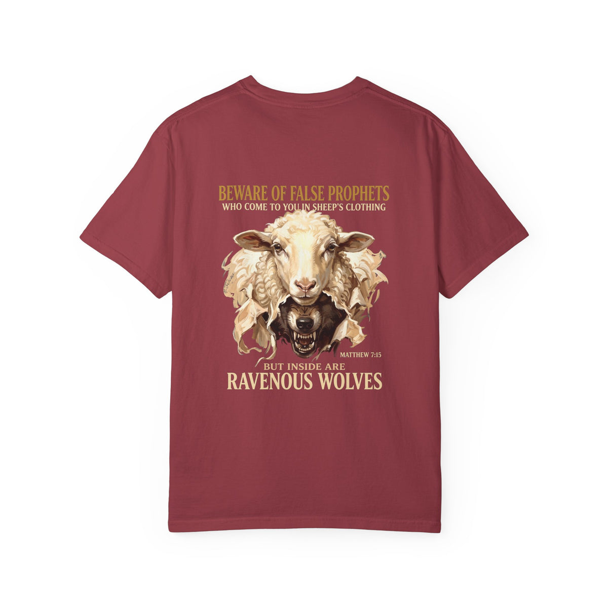 Christian Graphic T-Shirt — "Ravenous Wolves" Sheep & Cross Faith Tee