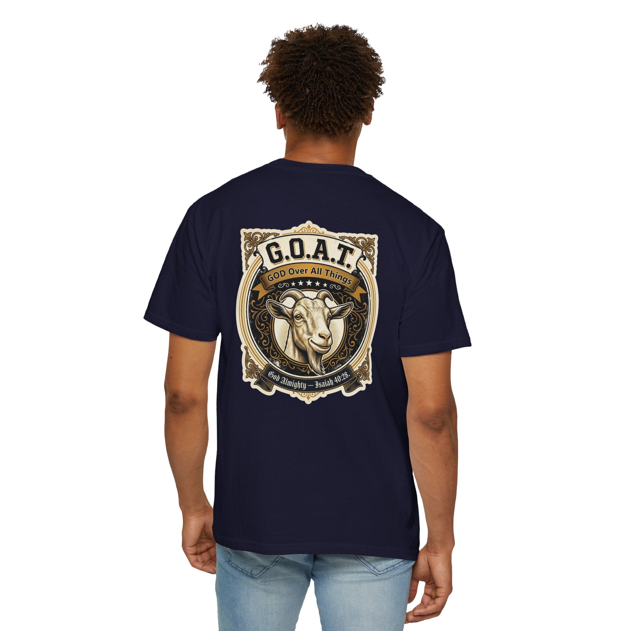GOAT Graphic T-Shirt — Vintage Three Crosses & Goat Emblem
