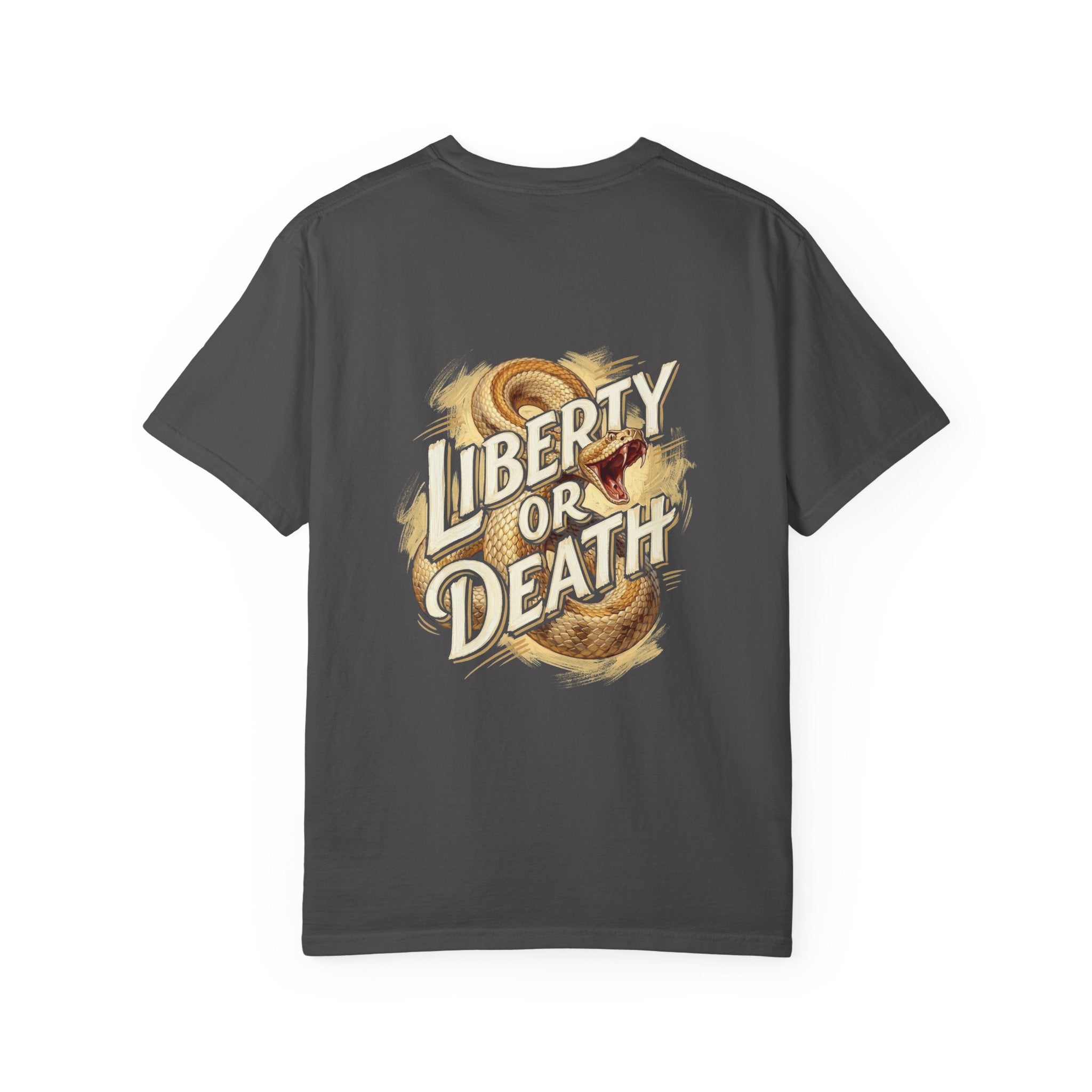 Liberty or Death T-Shirt — America Graphic Tee with Coiled Rattlesnake