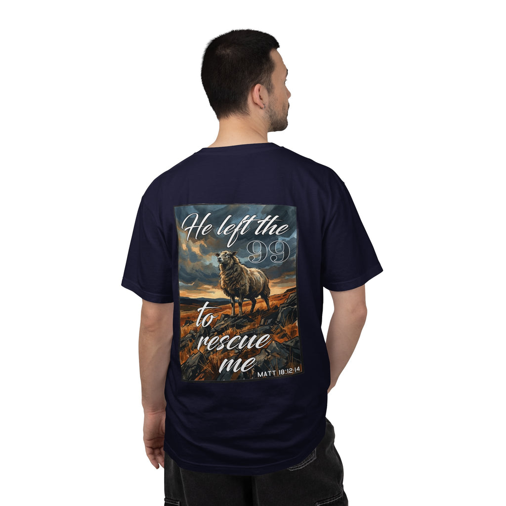 Christian Shepherd T-Shirt — "He Left the 99 to Rescue Me" Graphic Tee