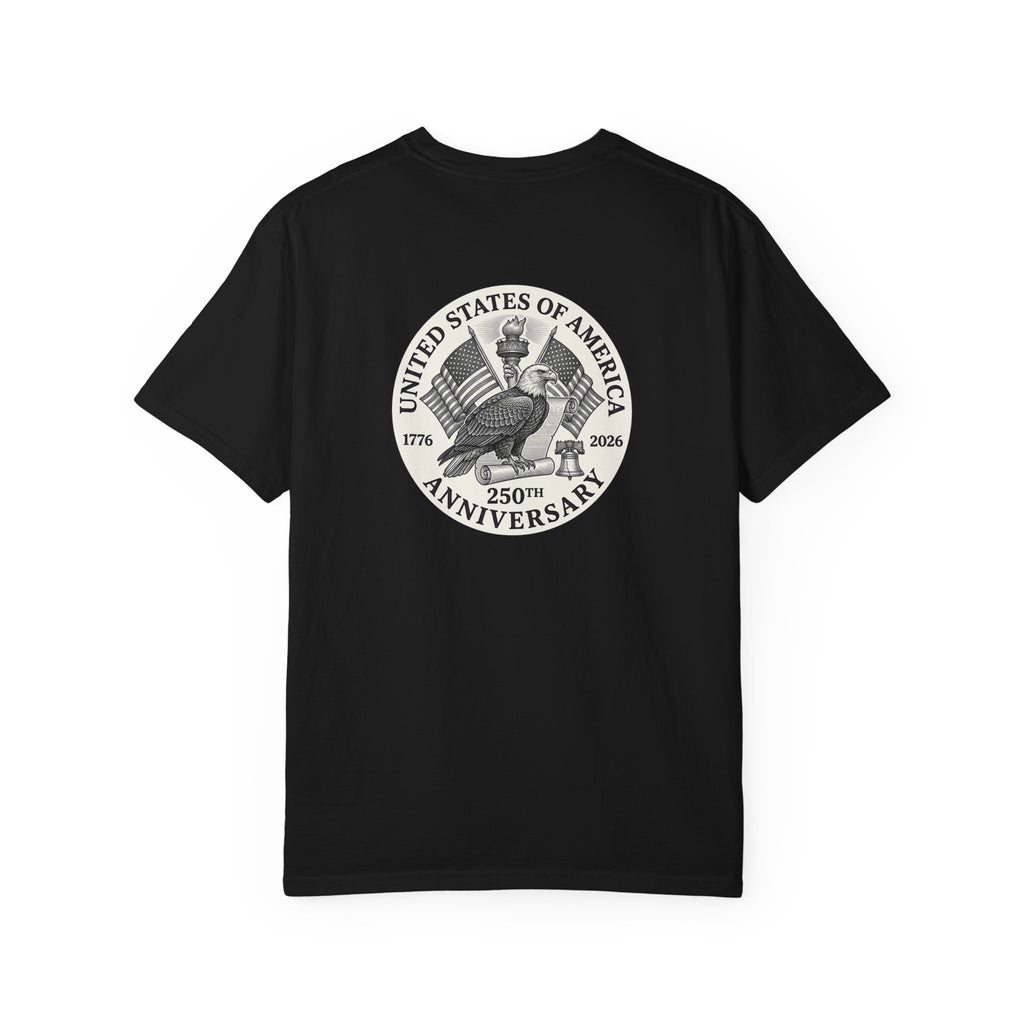 America 250th Anniversary T-Shirt — Vintage Eagle Seal Tee — Christian graphic back print