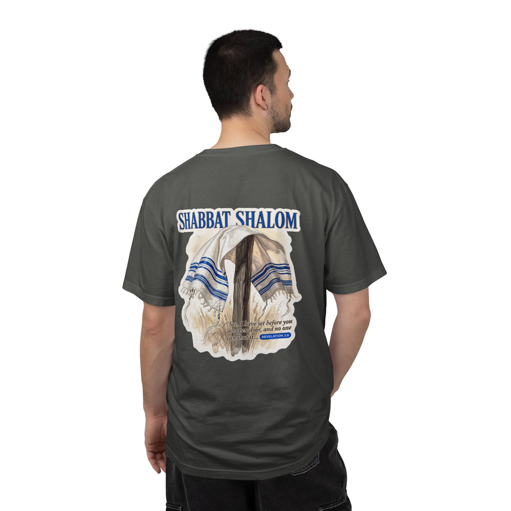 Shabbat Shalom T-Shirt — Jewish Prayer Shawl (Tallit) Graphic Tee