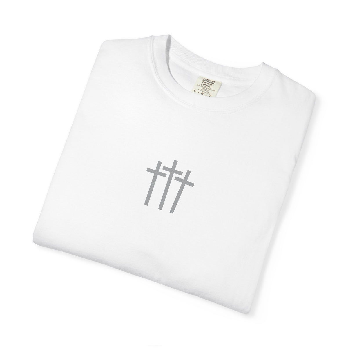 Christian Dove T-Shirt — Three Crosses Front & Dove Back with Scripture