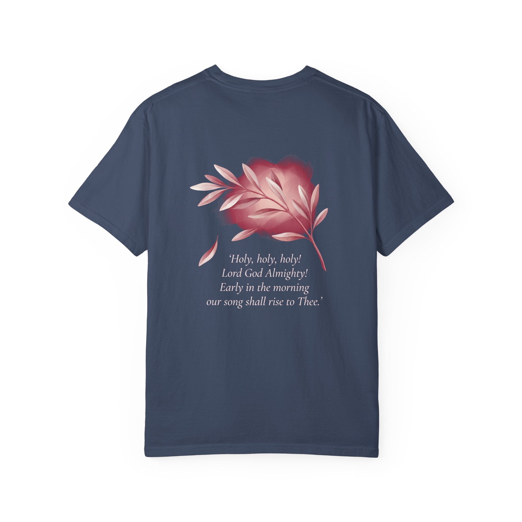 Christian Cross T-Shirt — Floral Hymn Back Print