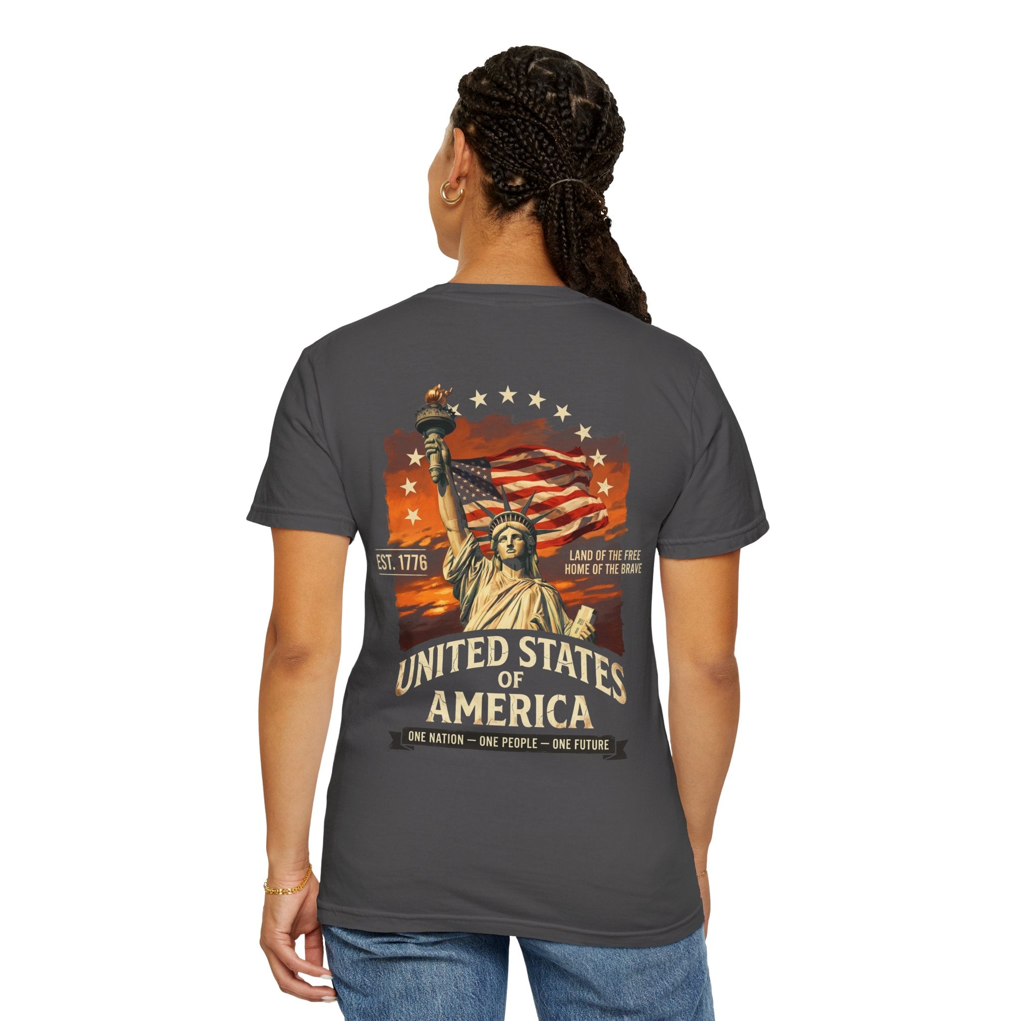 America Graphic T-Shirt — United States Statue of Liberty Patriotic Tee
