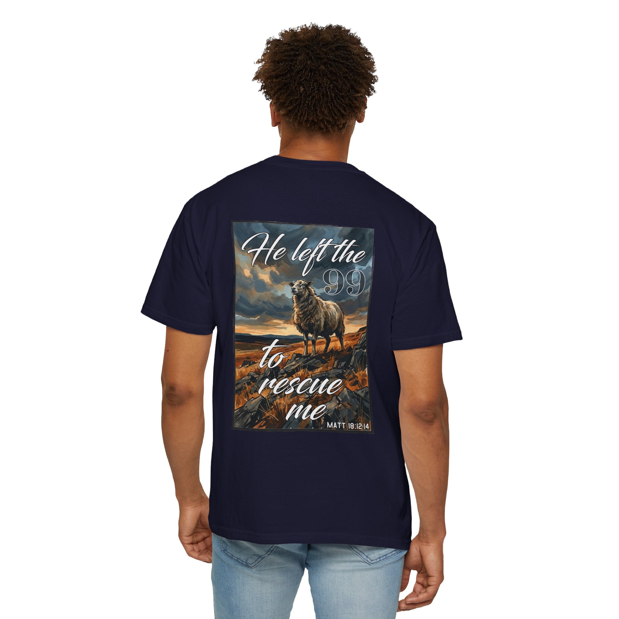 Christian Shepherd T-Shirt — "He Left the 99 to Rescue Me" Graphic Tee