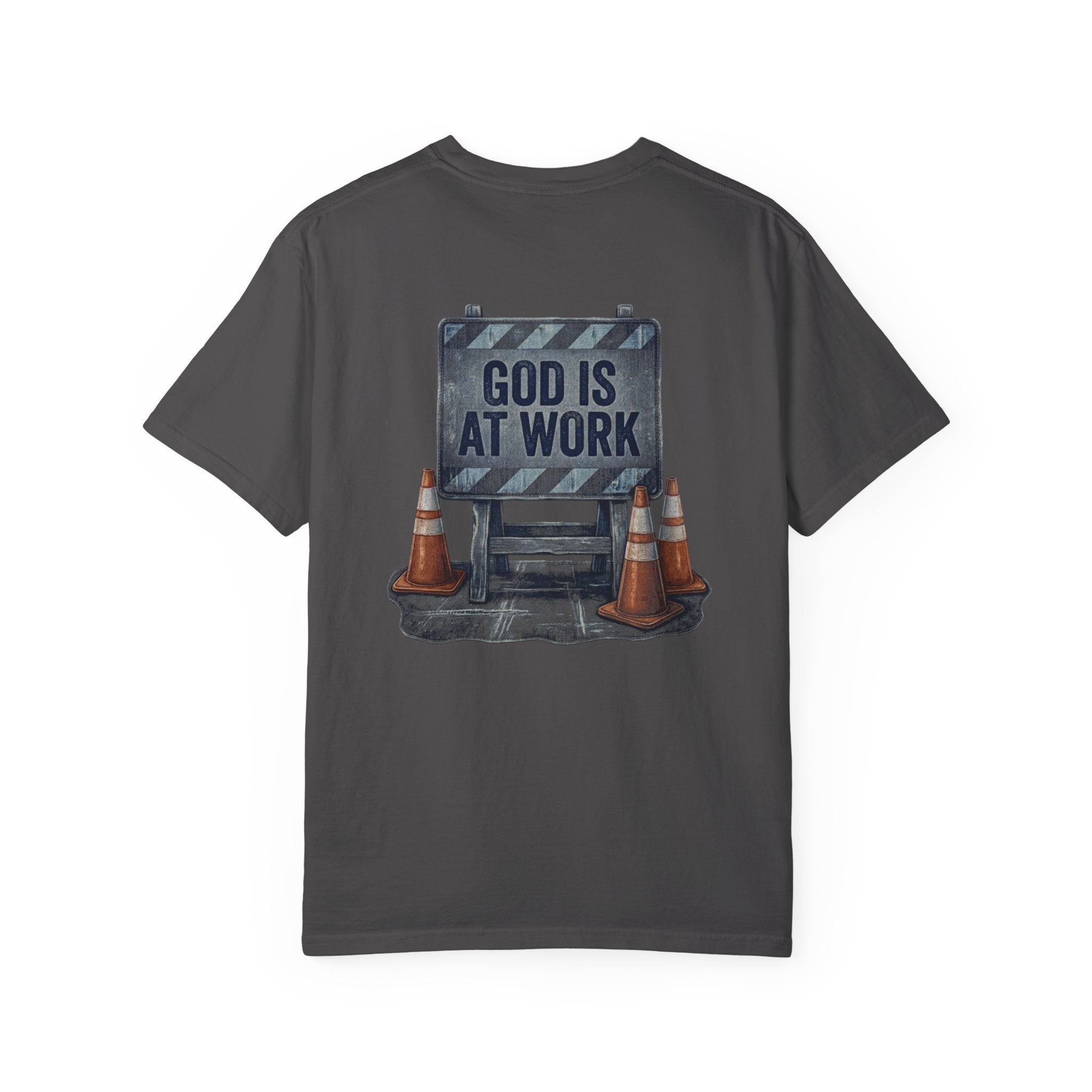 denim god is at work T-shirt | Christian Cross Tee