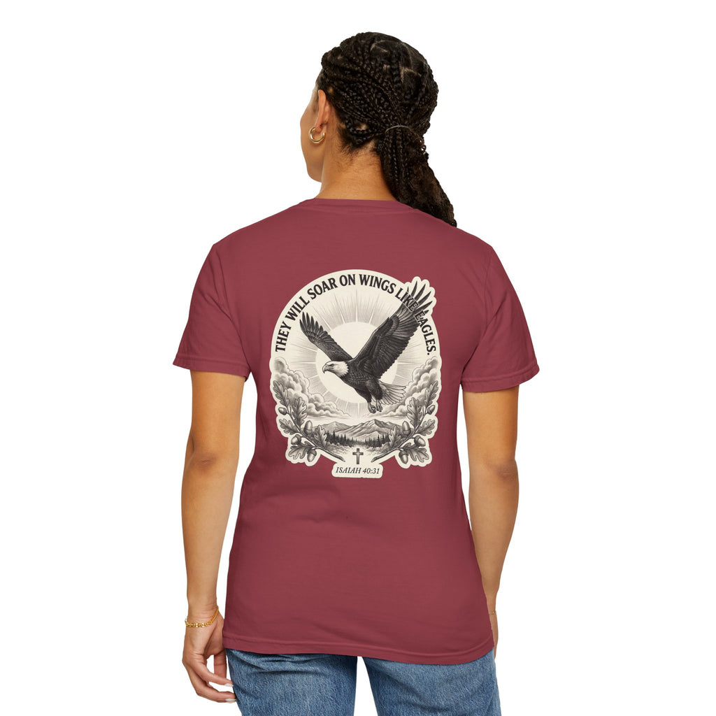 Eagle Cross T‑Shirt — 'They Will Soar on Wings' Christian Graphic Tee