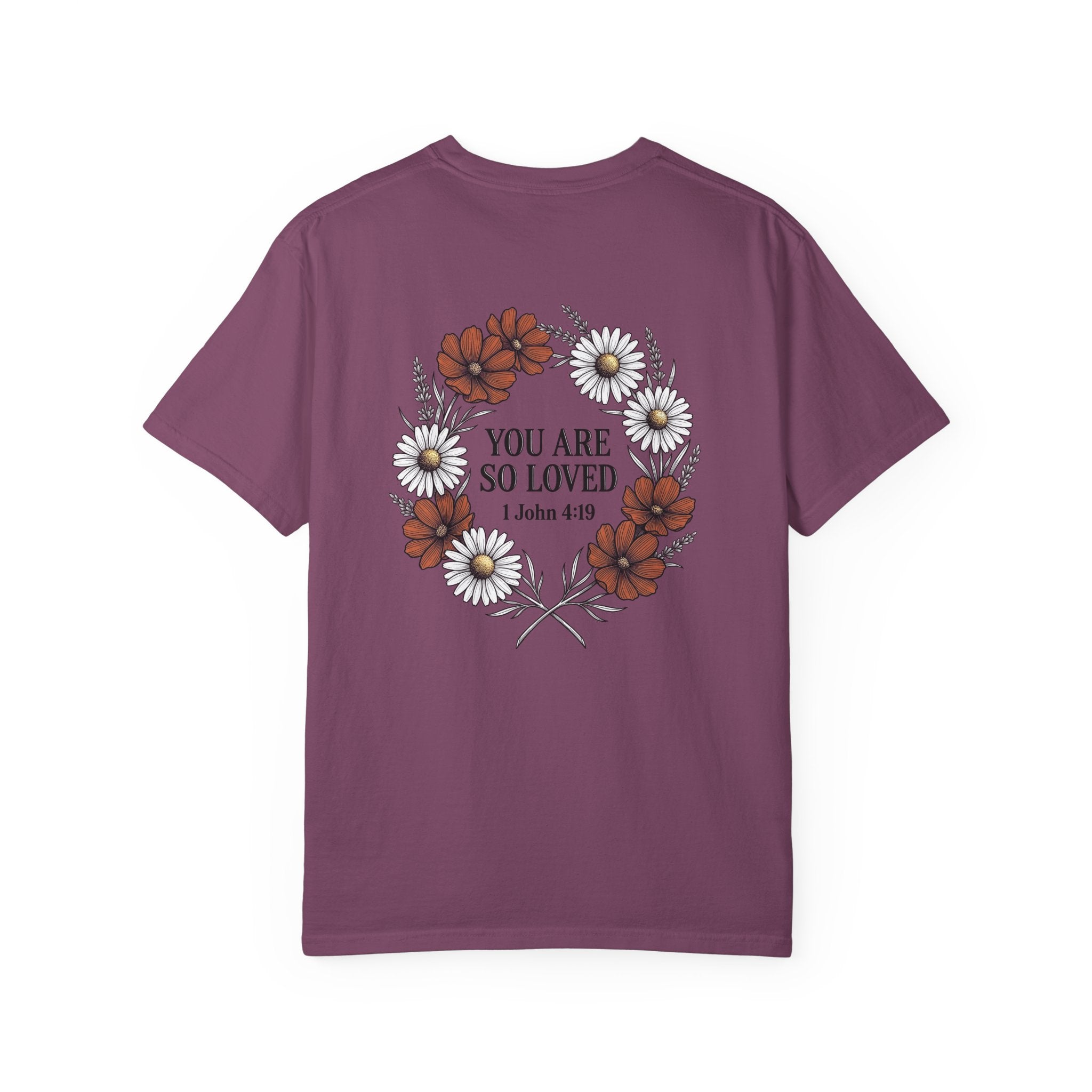 You Are So Loved Floral Tee — Small Cross Chest Christian T-Shirt