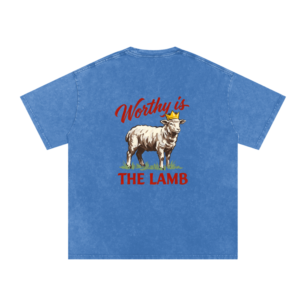 Worthy  is the Lamb Snow Washed Oversized Cotton T-Shirt