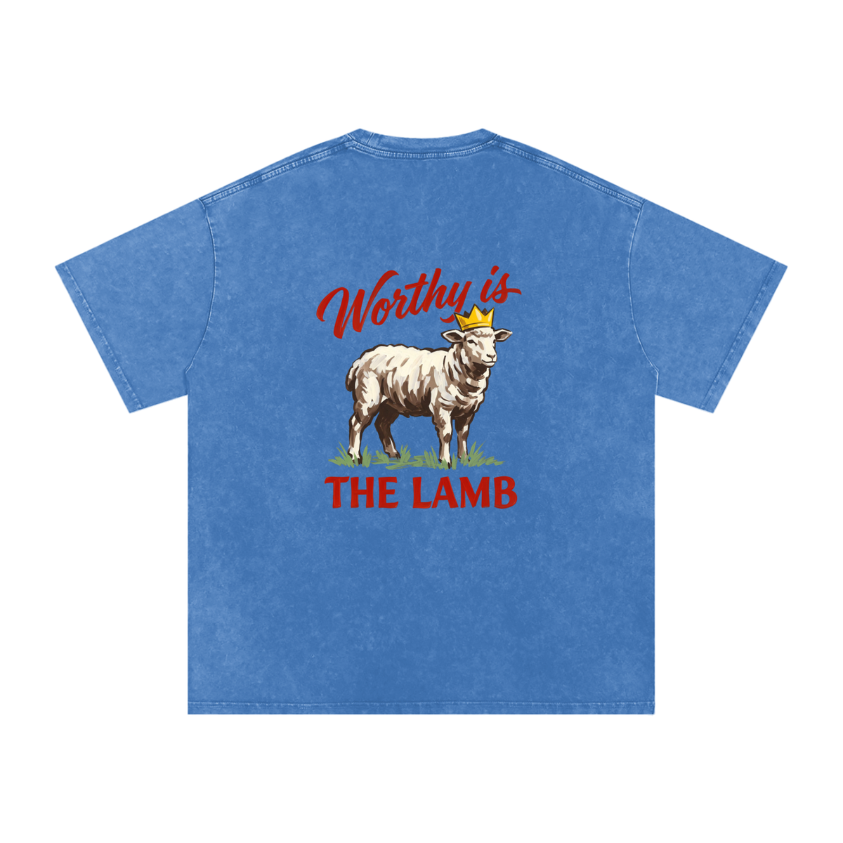 Worthy  is the Lamb Snow Washed Oversized Cotton T-Shirt