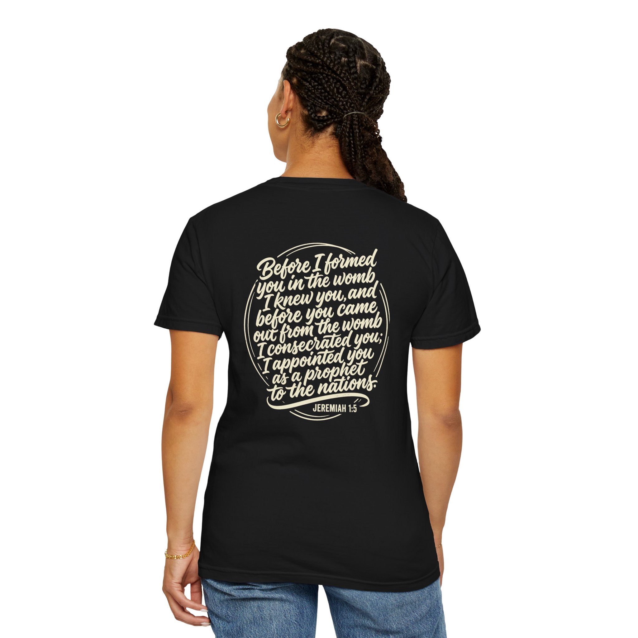 Christian Cross T-Shirt — 'Before I Formed You' Jeremiah 1:5 Scripture Tee