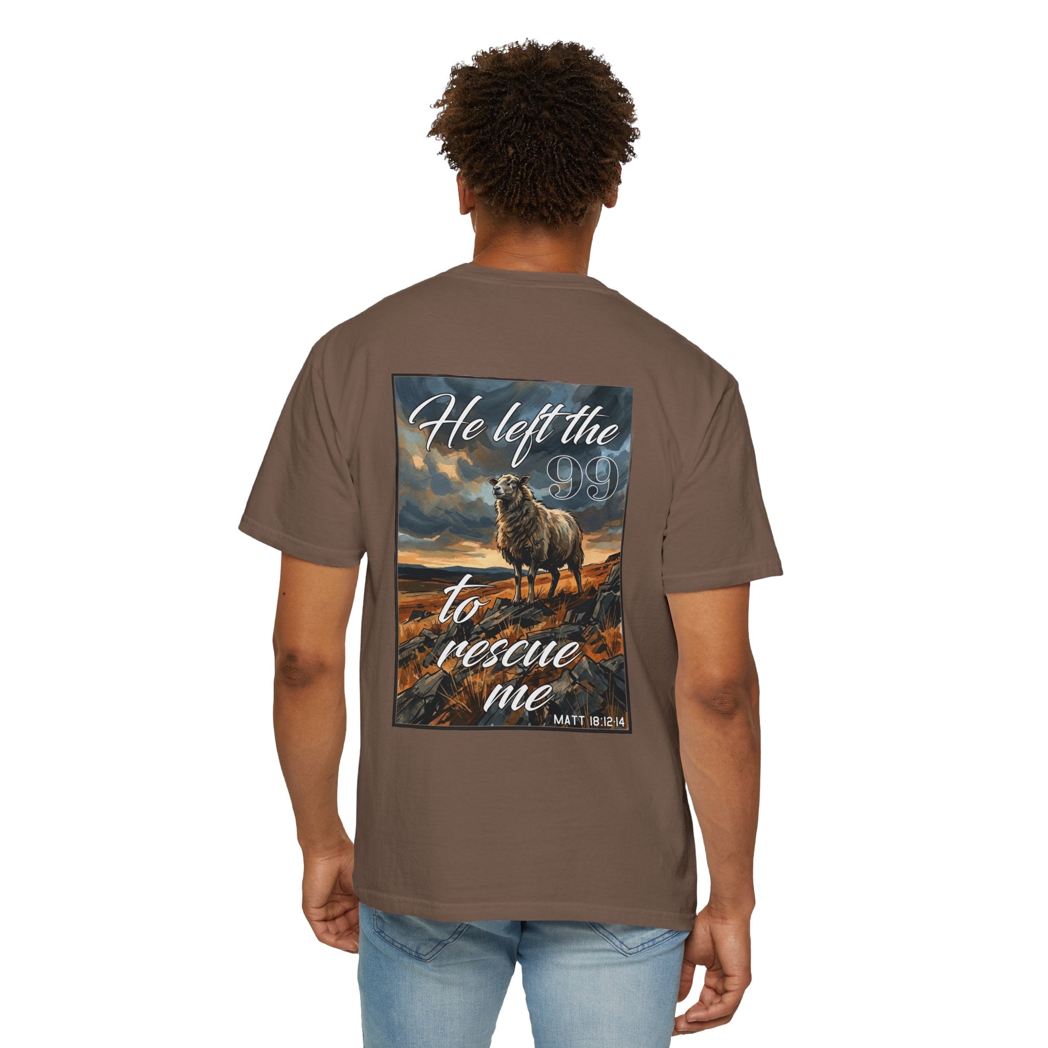 Christian Shepherd T-Shirt — "He Left the 99 to Rescue Me" Graphic Tee