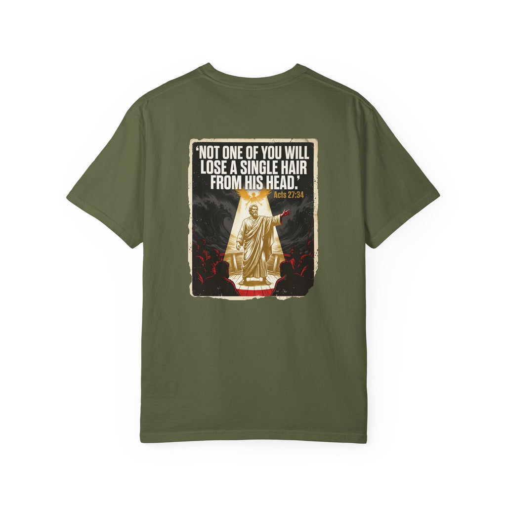 Religious Graphic T-Shirt — “Not One Of You Will Lose A Single Hair From His Head” Statement Tee
